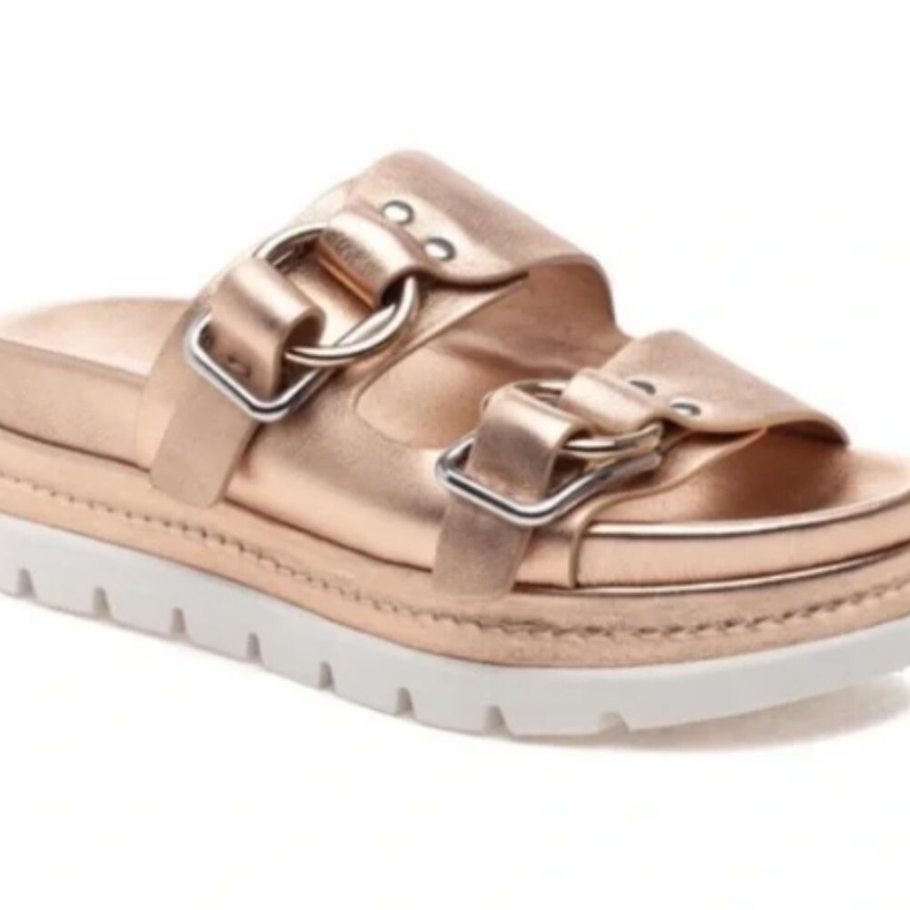 J/SLIDES BAHA Rose Gold Leather Sandal